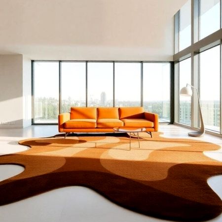 Handcrafted Abstract Brown Gradient Living Room Rug